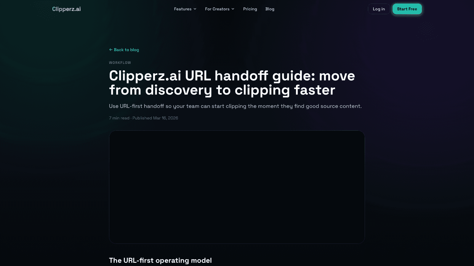Clipperz.ai URL handoff screen in dashboard workspace