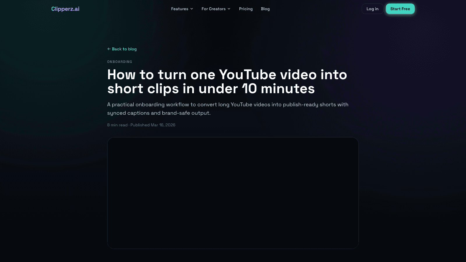 YouTube to shorts workflow article hero on Clipperz.ai
